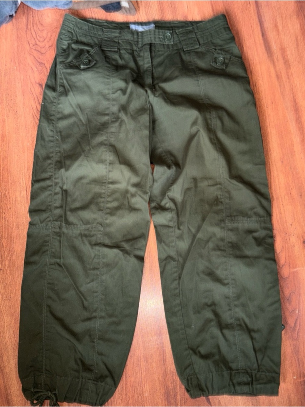Beechers Brook Women's Olive Green Capri Pants Drawstring Hems Size 6